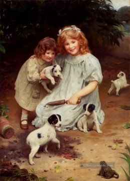  Kinder Malerei - ein ungebetener Gast idyllische Kinder Arthur John Elsley